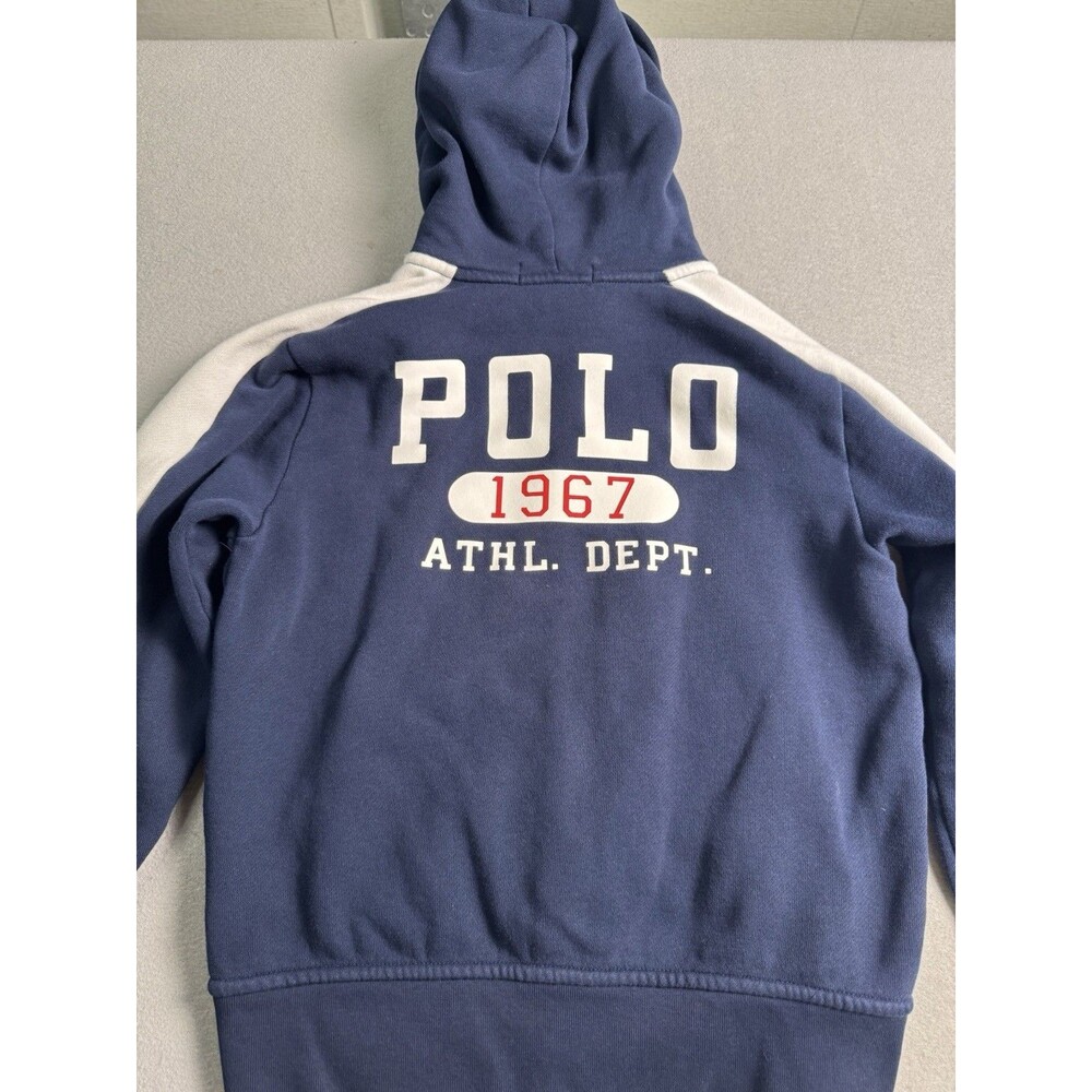 Polo Ralph Lauren RL 1967 Full Zip Hoodie Boys Size 8 Small Navy Blue EUC